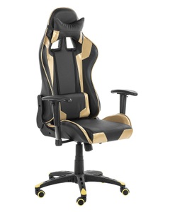 Beliani, Beliani Bürostuhl schwarz/gold Kunstleder höhenverstellbar KNIGHT, Beliani - Gaming Stuhl aus Kunstleder Retro KNIGHT, One Size, Schwarz