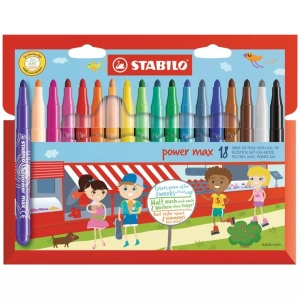 Stabilo, STABILO® Filzstifte POWER MAX mit 18 Farben, STABILO Fasermaler Power Max, 18 Stück