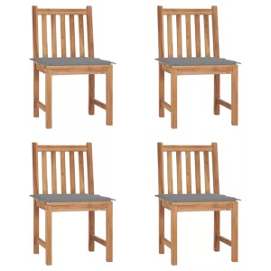 vidaXL, vidaXL Gartenstühle 4 Stk. mit Kissen Massivholz Teak, vidaXL Gartenstühle 4 Stk. mit Kissen Massivholz Teak