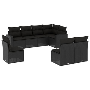 vidaXL, vidaXL 8-tlg. Garten-Sofagarnitur mit Kissen Schwarz Poly Rattan, vidaXL 8-tlg. Garten-Sofagarnitur mit Kissen Schwarz Poly Rattan
