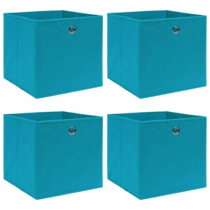 vidaXL, vidaXL Aufbewahrungsboxen 4 Stk. Babyblau 32×32×32 cm Stoff, vidaXL Aufbewahrungsboxen 4 Stk. Babyblau 32x32x32 cm Stoff