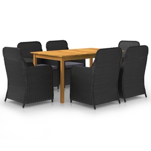 vidaXL, vidaXL 7-tlg. Garten-Essgruppe Schwarz, VidaXL - Garten-essgruppe akazienholz, One Size, Schwarz