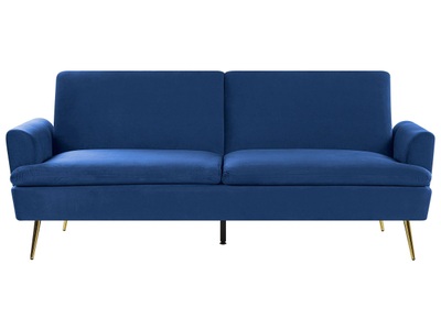 Beliani, Schlafcouch aus Samtstoff Glamourös VETTRE Schlafcouch aus Samtstoff Glamourös VETTRE, Beliani - Schlafsofa aus Samtstoff Modern VETTRE, One Size, Dunkelblau