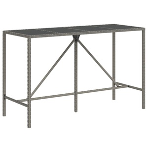 vidaXL, vidaXL Bartisch mit Glasplatte Grau 180x70x110 cm Poly Rattan, vidaXL Bartisch mit Glasplatte Grau 180x70x110 cm Poly Rattan