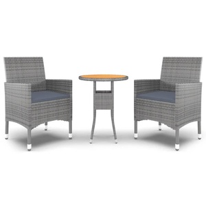 vidaXL, vidaXL 3-tlg. Garten-Essgruppe Poly Rattan Grau