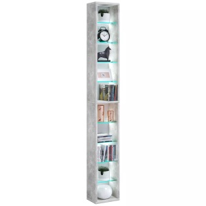 VCM, Holz CD DVD Standregal Bücherregal Aufbewahrung Deko Regal Glas Rasato XL Holz CD DVD Standregal Bücherregal Aufbewahrung Deko Regal Glas Rasato XL, VCM - Holz CD DVD Regal | Bücherregal Aufbewahrung Maße H. 155 x B. 21 T. 14 cm Standregal Rasato XL, One Size, Beton-Optik