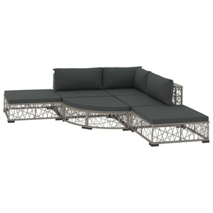 Diverse Hardware, Garten-Lounge-Set mit Auflagen 6-tlg. Poly Rattan Grau