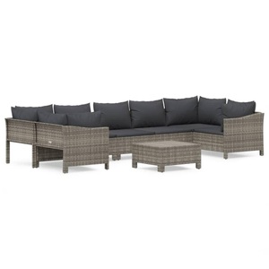 vidaXL, vidaXL 8-tlg. Garten-Lounge-Set mit Kissen Grau Poly Rattan