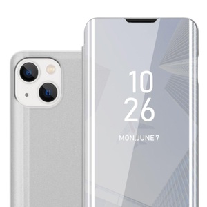 Apple, Hülle für iPhone 14 Spiegel Standfunktion 360 Grad Schutz, Apple - Hülle für iPhone 14 Spiegel Standfunktion 360 Grad Schutz, Silber