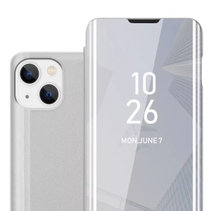 Apple, Hülle für iPhone 14 Spiegel Standfunktion 360 Grad Schutz, Apple - Hülle für iPhone 14 Spiegel Standfunktion 360 Grad Schutz, Silber