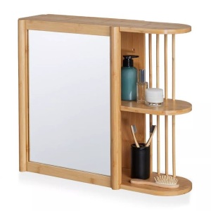 B2X, B2X - Wandregal aus Bambus mit Spiegel, 72 CM, B2X - Wandregal aus Bambus mit Spiegel, 72 CM