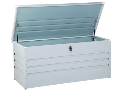Beliani, Beliani Auflagenbox Stahl cremeweiss 132 x 62 cm CEBROSA, Beliani - Aufbewahrungsbox aus Stahl CEBROSA, One Size, Rauch