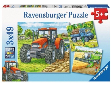 Ravensburger, RAVENSBURGER Puzzle 3x49 Teile Grosse Landmaschinen, Ravensburger Puzzle 