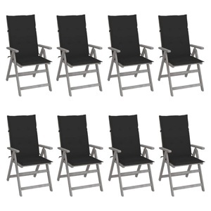 vidaXL, vidaXL Verstellbare Gartenstühle mit Auflagen 8 Stk. Grau Akazienholz, 