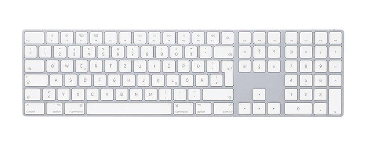 Apple, Apple Magic Keyboard Bluetooth-Tastatur Weiß mit numerischer Tastatur, Wiederaufladbar, 