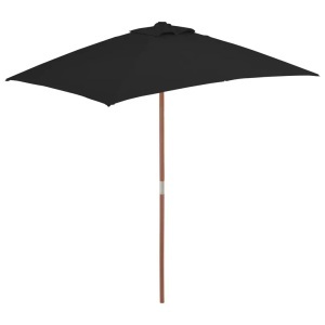 vidaXL, vidaXL Sonnenschirm mit Holzmast Schwarz 150x200 cm, VidaXL - Sonnenschirm, One Size, Schwarz