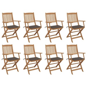 vidaXL, vidaXL Klappbare Gartenstühle mit Kissen 8 Stk. Massivholz Akazie, vidaXL Klappbare Gartenstühle mit Kissen 8 Stk. Massivholz Akazie