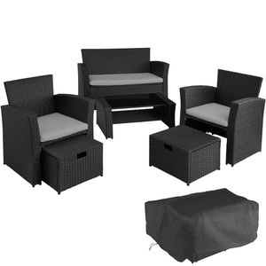 TecTake, Rattan Sitzgruppe Modena inkl. Schutzhülle Rattan Sitzgruppe Modena inkl. Schutzhülle, Tectake - Rattan Sitzgruppe Modena 3+2+1 inkl. Schutzhülle, 6 Stück, Taubengrau