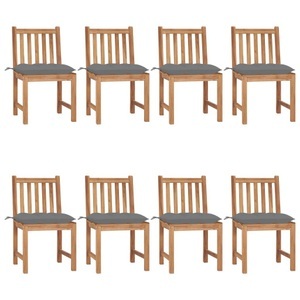 vidaXL, vidaXL Gartenstühle 8 Stk. mit Kissen Massivholz Teak, vidaXL Gartenstühle 8 Stk. mit Kissen Massivholz Teak