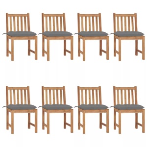 vidaXL, vidaXL Gartenstühle 8 Stk. mit Kissen Massivholz Teak, vidaXL Gartenstühle 8 Stk. mit Kissen Massivholz Teak