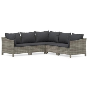 vidaXL, vidaXL 5-tlg. Garten-Lounge-Set mit Kissen Grau Poly Rattan, 