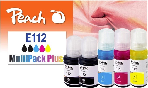 Peach, Peach Spar Pack Plus Tintenpatronen, kompatibel zu Epson No. 112, Peach Tinte Epson CISS 112 MultiPack+ C/M/Y/2x BK