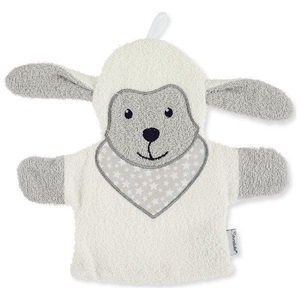 Sterntaler, Sterntaler Waschhandschuh Stanley grau - beige, Spiel-Waschhandschuh SCHAF STANLEY in weiss/grau