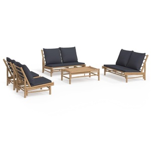 vidaXL, vidaXL 5-tlg. Garten-Lounge-Set mit Dunkelgrauen Kissen Bambus