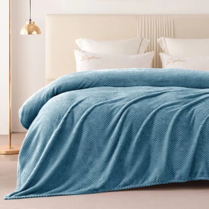 Alopini, Alopini - Kuscheldecke Superweiche und warme Fleecedecke für Sofa, Couch Bett mit Waffelmuster, kuschelige & gemütliche Decke, One Size, Blau