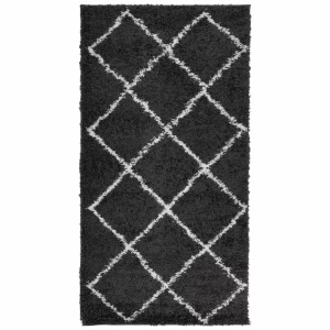 vidaXL, vidaXL Teppich Shaggy Hochflor Modern Schwarz und Creme 80x150 cm