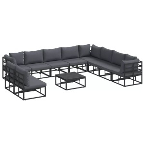 vidaXL, VidaXL - Garten-sofa aluminium, One Size, Schwarz