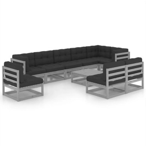 vidaXL, vidaXL 10-tlg. Garten-Lounge-Set mit Kissen Kiefer Massivholz, vidaXL 10-tlg. Garten-Lounge-Set mit Kissen Massivholz Kiefer