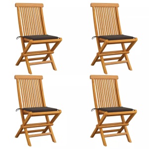 vidaXL, vidaXL Gartenstühle mit Taupe Kissen 4 Stk. Teak Massivholz, vidaXL Gartenstühle mit Taupe Kissen 4 Stk. Teak Massivholz