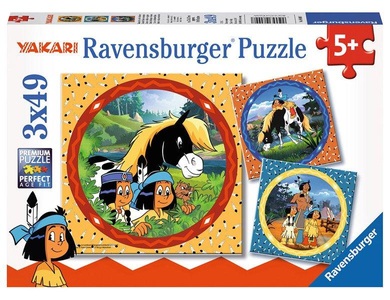 undefined, Ravensburger Yakari, der tapfere Indianer Puzzle 3x49 teilig 08000, Puzzle Ravensburger YAK: Yakari, der tapfere Indianer 3 X 49 Teile