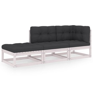 vidaXL, vidaXL 3-tlg. Garten-Lounge-Set mit Kissen Kiefer Massivholz, vidaXL 3-tlg. Garten-Lounge-Set mit Kissen Kiefer Massivholz