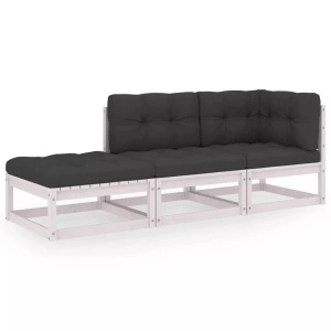 vidaXL, vidaXL 3-tlg. Garten-Lounge-Set mit Kissen Kiefer Massivholz, vidaXL 3-tlg. Garten-Lounge-Set mit Kissen Kiefer Massivholz
