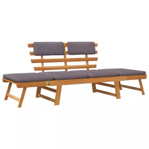Diverse Hardware, 2-in-1 Gartenliege mit Auflage 190 cm Massivholz Akazie