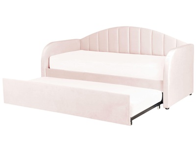 Beliani, Bett mit Lattenrost aus Samtstoff Modern EYBURIE Bett mit Lattenrost aus Samtstoff Modern EYBURIE