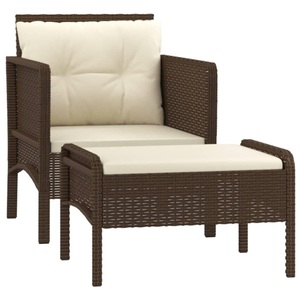vidaXL, vidaXL 2-tlg. Garten-Lounge-Set mit Kissen Braun Poly Rattan, vidaXL 2-tlg. Garten-Lounge-Set mit Kissen Braun Poly Rattan