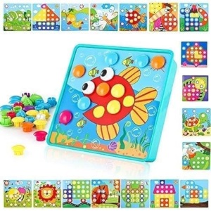 Activity-board, Mosaik Steckspiel für Kinder Lernspielzeug Steckmosaik mit 18 Bunten Steckplätte und 50 Steckperlen Multicolor, Activity-board - Mosaik Steckspiel für Kinder Lernspielzeug Steckmosaik mit 18 Bunten Steckplätte und 50 Steckperlen, One Size, Multicolor