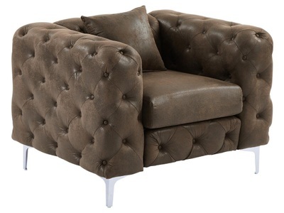 Vente-unique, Chesterfield Sessel - Mikrofaser - Vintage-Leder-Optik - EDWINA Chesterfield Sessel - Mikrofaser - Vintage-Leder-Optik - EDWINA, 