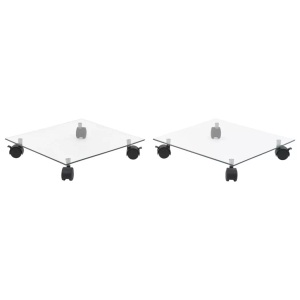 vidaXL, vidaXL Pflanzenständer mit Rollen 2 Stück Hartglas 35x35 cm Quadrat, vidaXL Pflanzenständer mit Rollen 2 Stück Hartglas 35x35 cm Quadrat