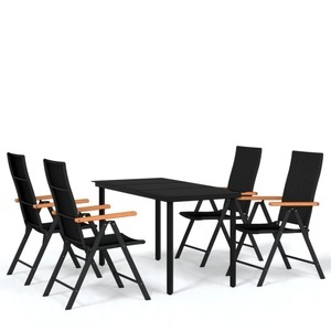 vidaXL, vidaXL 5-tlg. Garten-Essgruppe Schwarz, 
