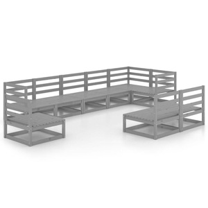 vidaXL, vidaXL 9-tlg. Garten-Lounge-Set Grau Kiefer Massivholz