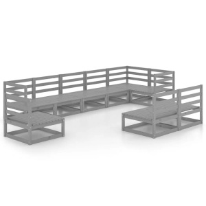 vidaXL, vidaXL 9-tlg. Garten-Lounge-Set Grau Kiefer Massivholz