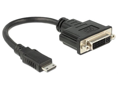 Delock, Delock HDMI / DVI Adapter [1x HDMI-Stecker C Mini - 1x DVI-Buchse 24+5pol.] Schwarz, Delock Adapterkabel Mini-HDMI ? DVI-D Schwarz