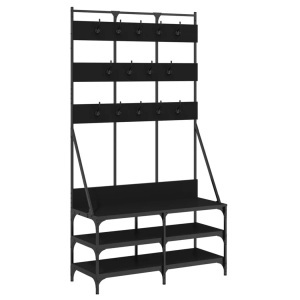 vidaXL, vidaXL Kleiderständer mit Schuhablage Schwarz 100x40x184 cm, VidaXL - Kleiderständer holzwerkstoff, One Size, Schwarz