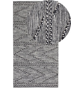 Beliani, Beliani Teppich schwarz/weiss 80 x 150 cm Kurzflor TERMAL, 