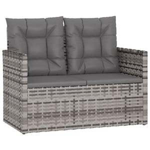vidaXL, vidaXL Gartenbank mit Kissen Grau 105 cm Poly Rattan
