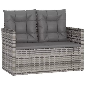 vidaXL, vidaXL Gartenbank mit Kissen Grau 105 cm Poly Rattan